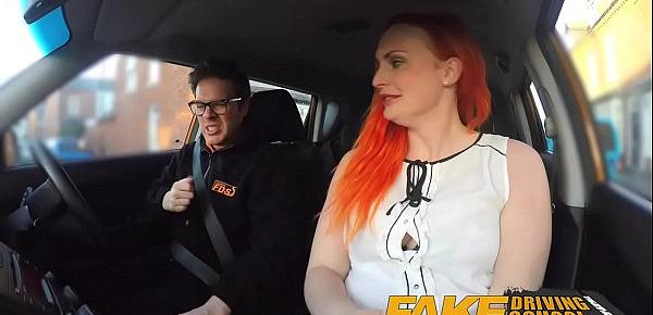 Fake Driving School Tattooed redhead craves instructors big cock and cum